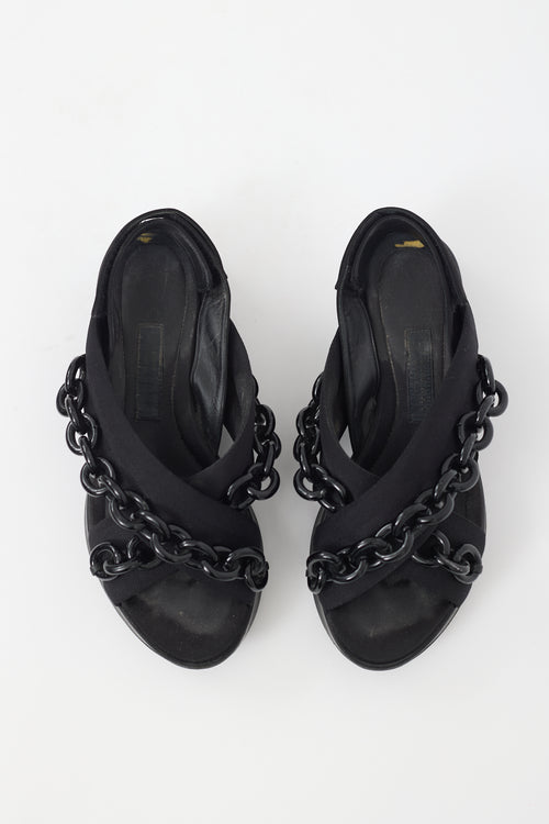 Burberry Black Criss Cross Chain Sandal