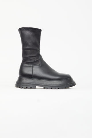 Burberry Black Leather Hurr Ankle Boot