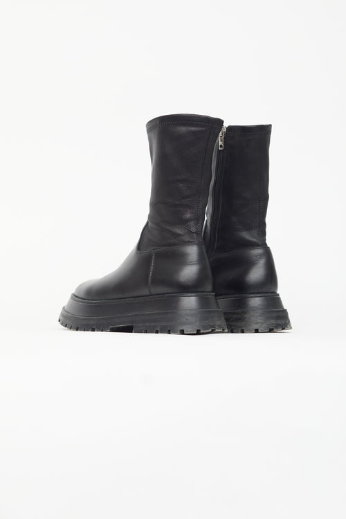 Burberry Black Leather Hurr Ankle Boot