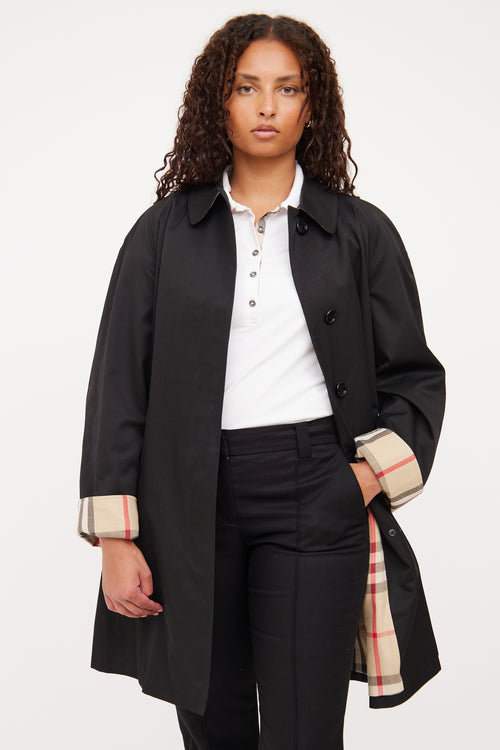 Burberry Black Check Trench Coat