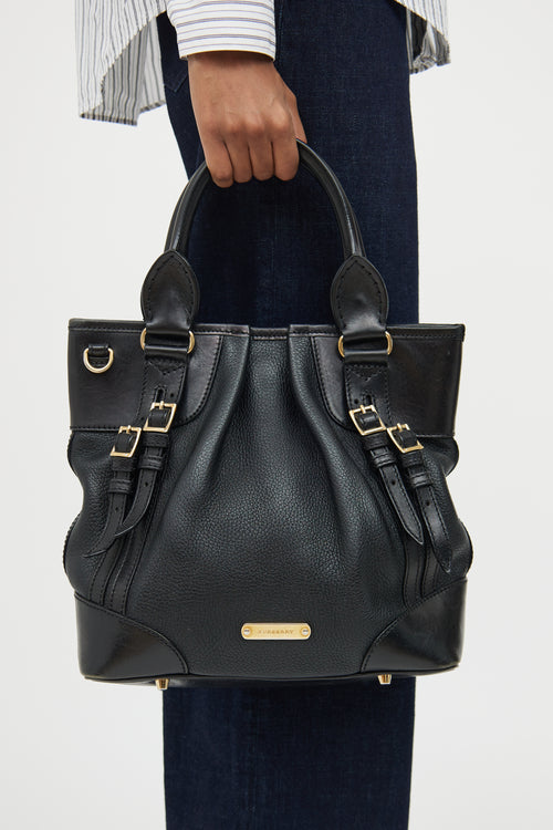 Burberry Black Bridle Whipstitch Tote Bag