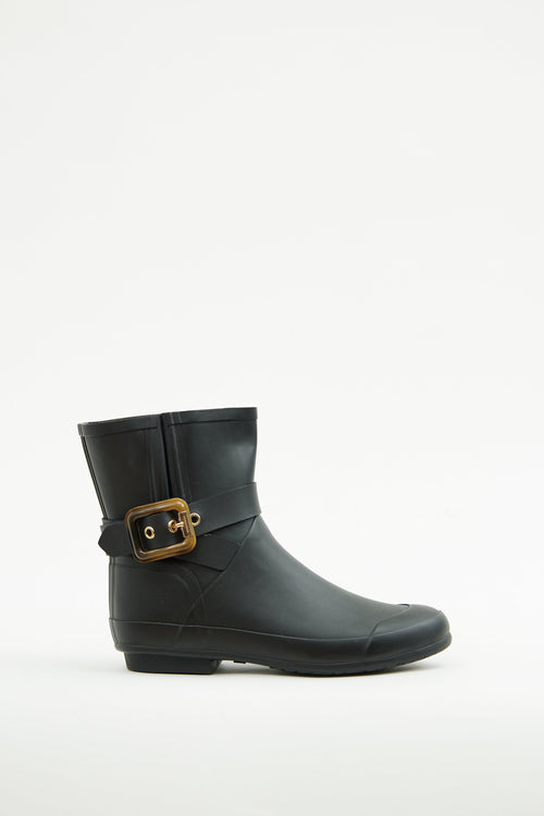 Burberry Black Rubber Buckle Ankle Boot