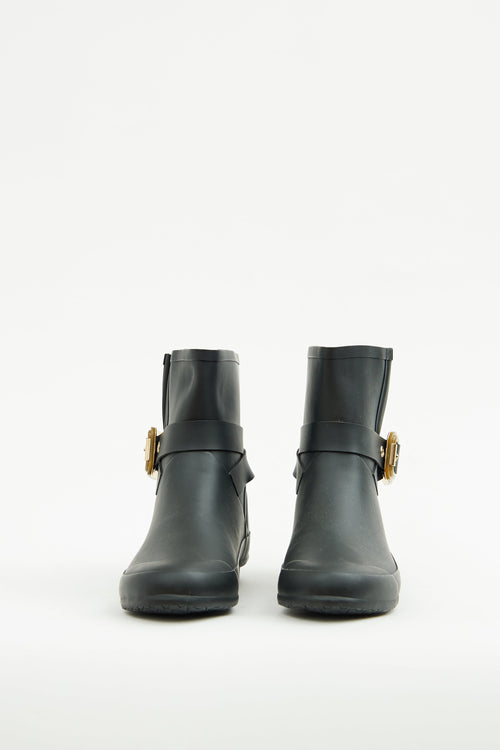 Burberry Black Rubber Buckle Ankle Boot