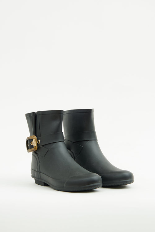 Burberry Black Rubber Buckle Ankle Boot