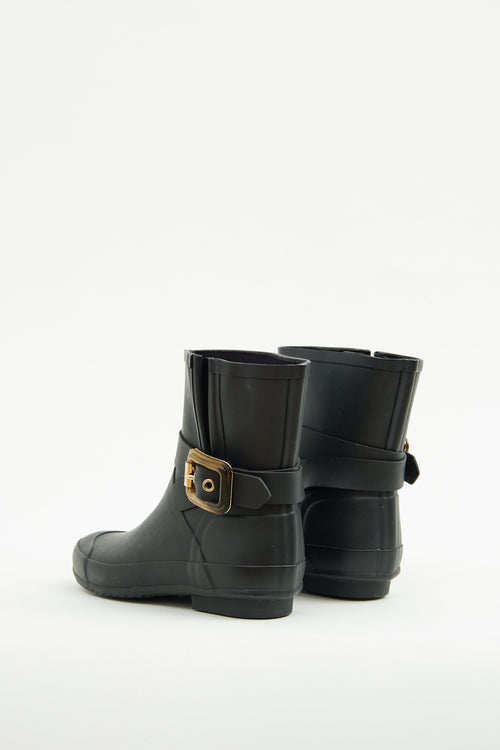 Burberry Black Rubber Buckle Ankle Boot