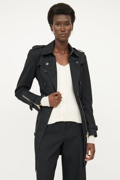 Burberry Black Zip Trench Coat