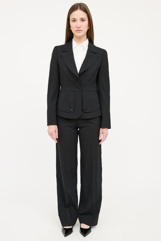 Burberry Black Wool Flared Suit