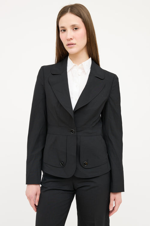 Burberry Black Wool Flared Suit