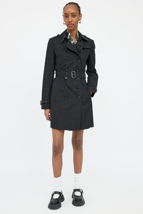 Burberry Black Doublebreasted Short Trench