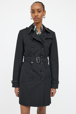 Burberry Black Doublebreasted Short Trench