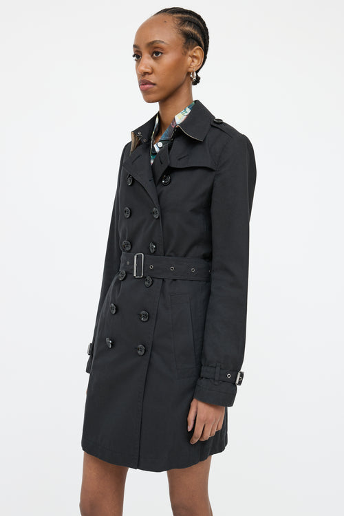 Burberry Black Doublebreasted Short Trench