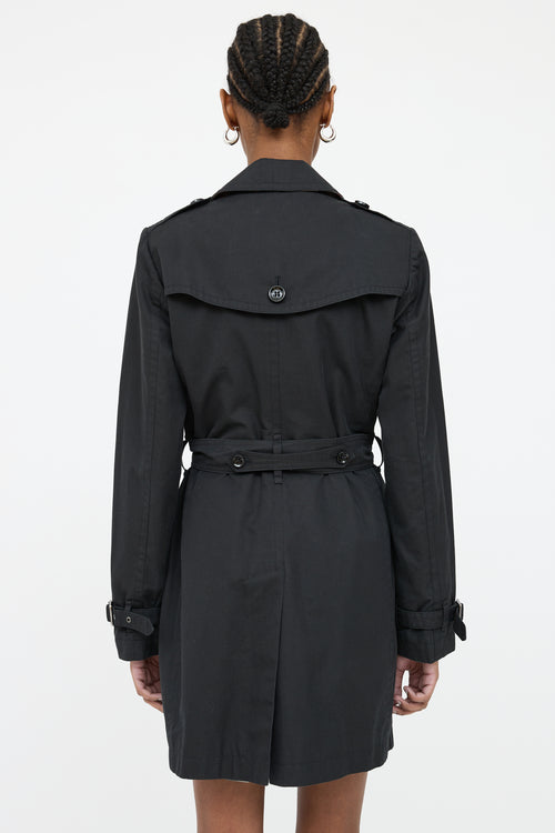 Burberry Black Doublebreasted Short Trench