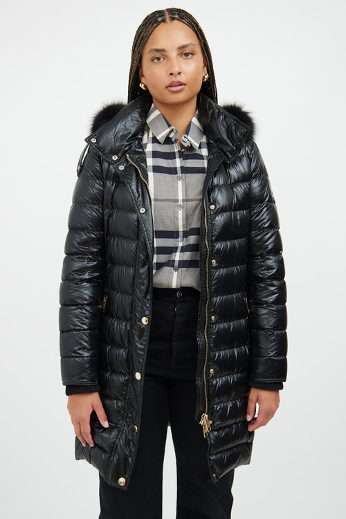 Burberry Black 
Gold Down Puffer Coat