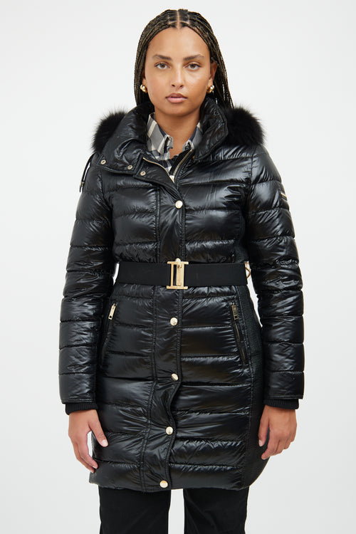 Burberry Black 
Gold Down Puffer Coat