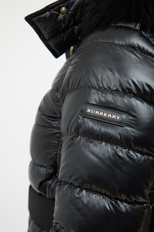 Burberry Black 
Gold Down Puffer Coat