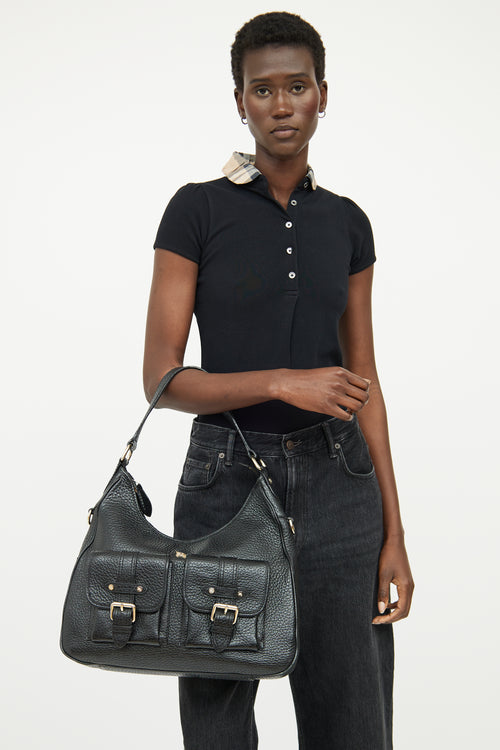 Burberry Black Grained Calfskin Shoulder Bag