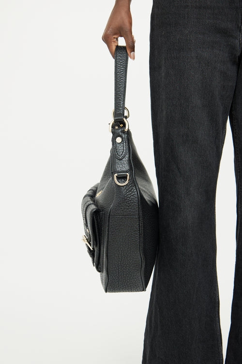 Burberry Black Grained Calfskin Shoulder Bag