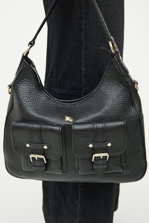 Burberry Black Grained Calfskin Shoulder Bag