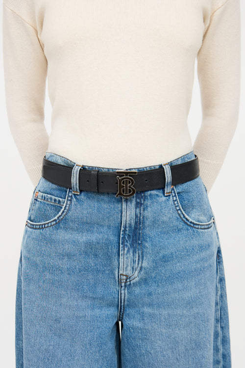 Leather TB Logo Belt