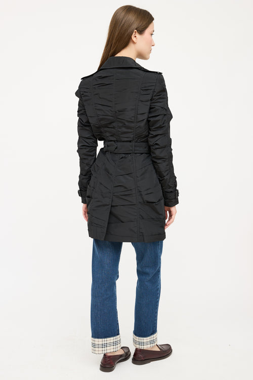 Burberry Black Nylon Ruched Coat