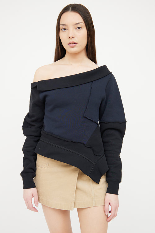 Burberry Black 
Navy Asymmetrical Sweatshirt