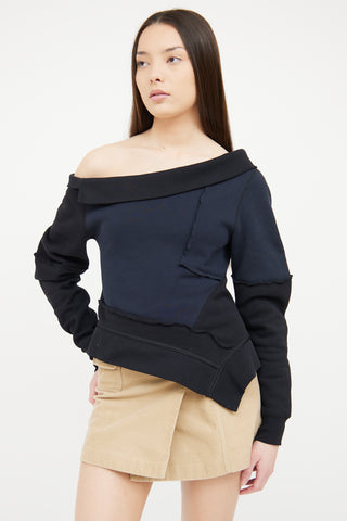 Burberry Black 
Navy Asymmetrical Sweatshirt