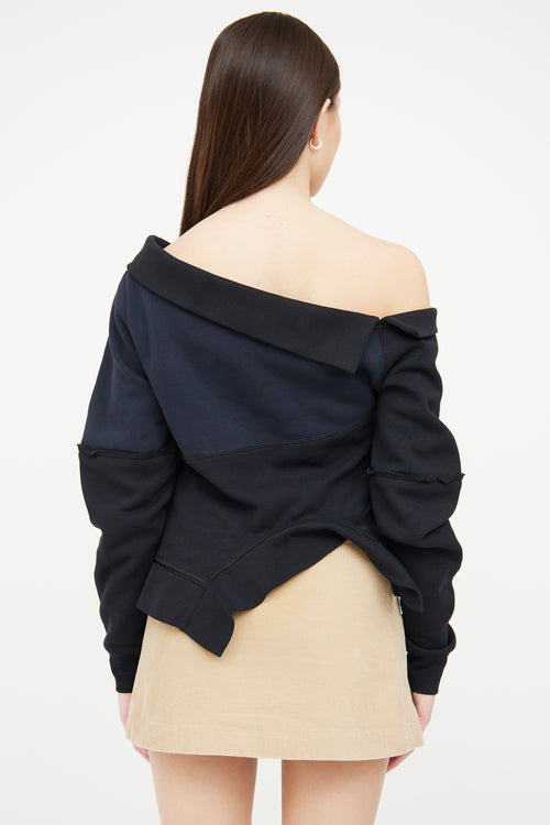 Burberry Black 
Navy Asymmetrical Sweatshirt