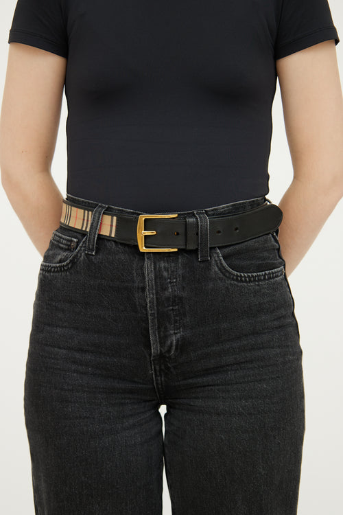 Burberry Black Vintage Check Buckle Belt