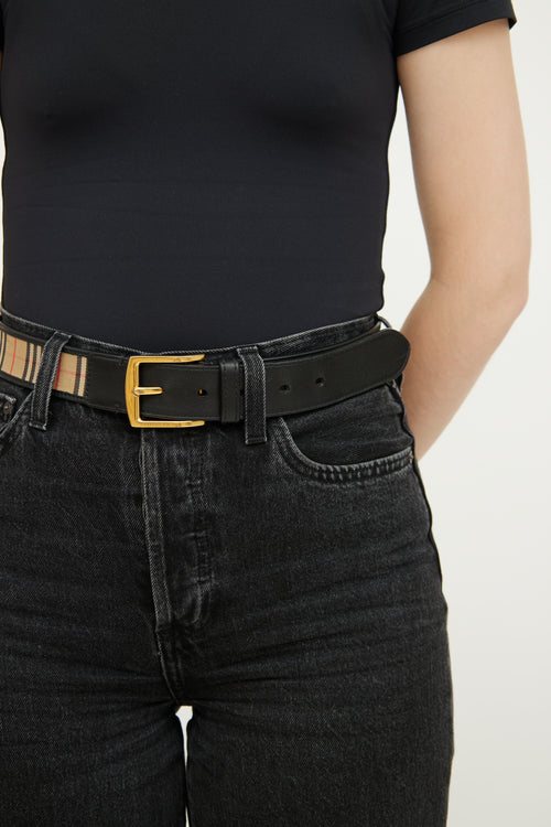 Burberry Black Vintage Check Buckle Belt