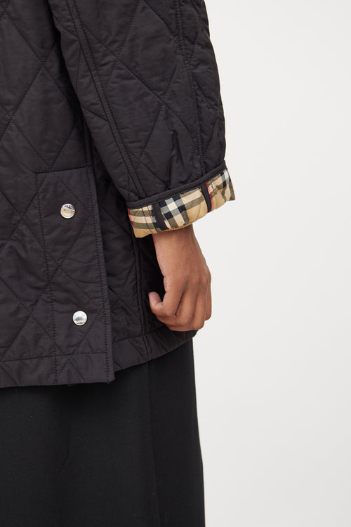 Burberry Black Quilted Hooded Jacket