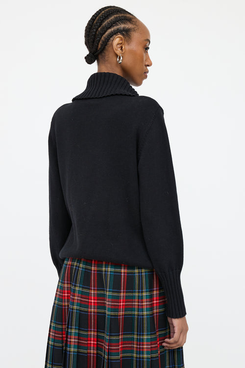 Burberry Black Knit Snap Collar Top