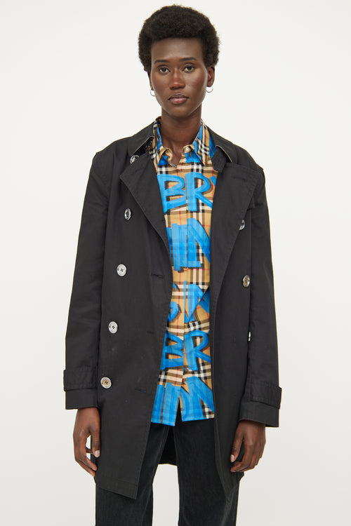 Burberry Black Double Breasted Trench Coat