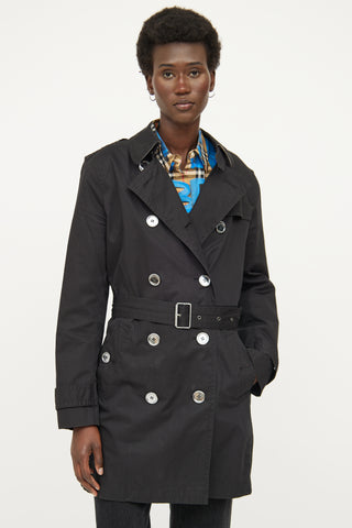 Burberry Black Double Breasted Trench Coat