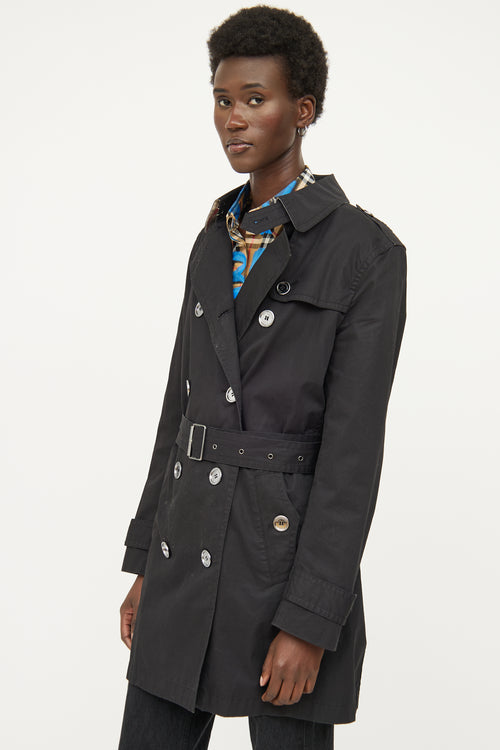 Burberry Black Double Breasted Trench Coat