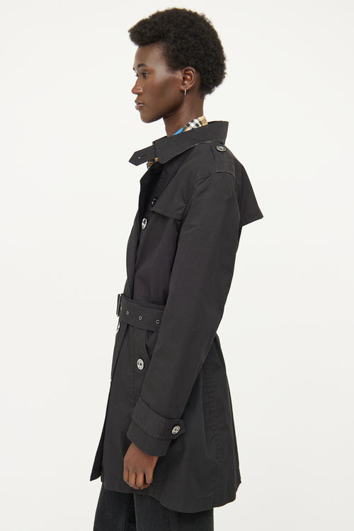 Burberry Black Double Breasted Trench Coat