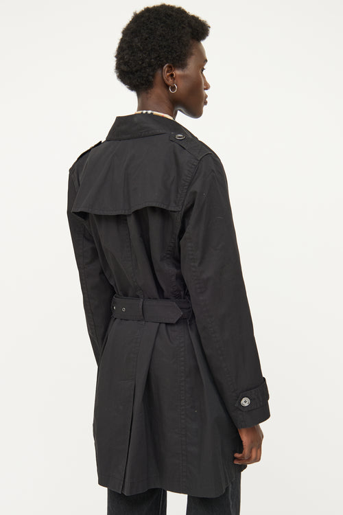 Burberry Black Double Breasted Trench Coat