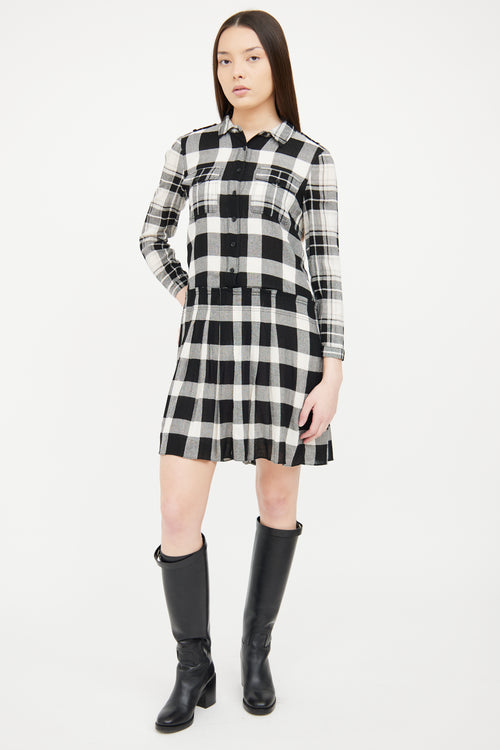 Burberry Black 
White Plaid Dress