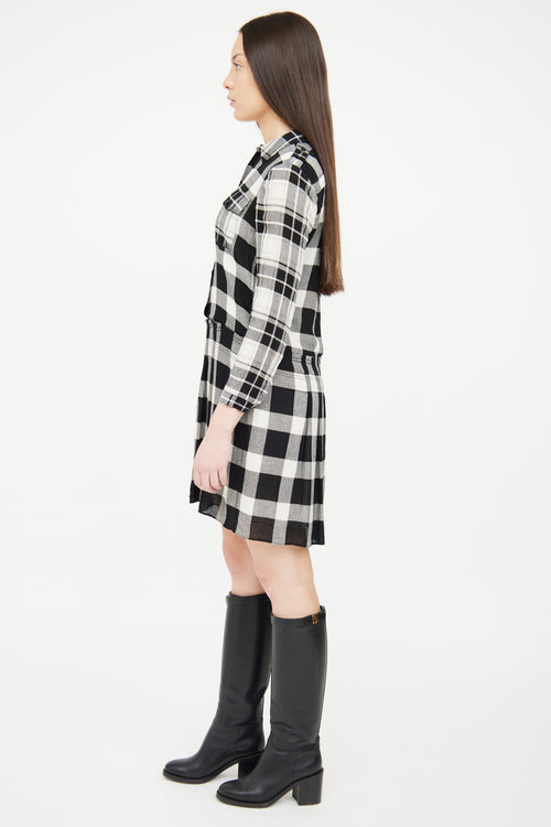 Burberry Black 
White Plaid Dress