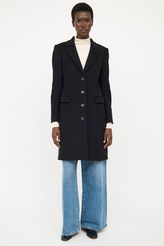 Burberry Black Wool Single Breasted Coat