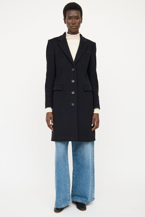 Burberry Black Wool Single Breasted Coat