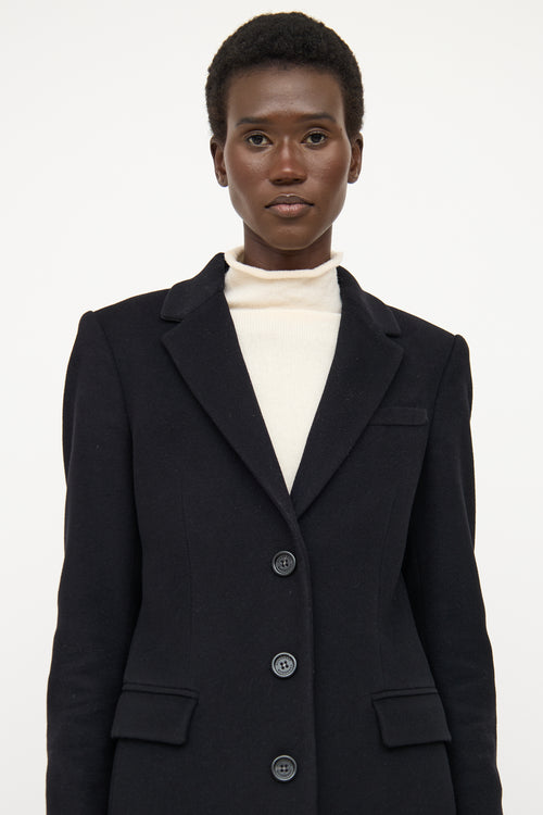 Burberry Black Wool Single Breasted Coat