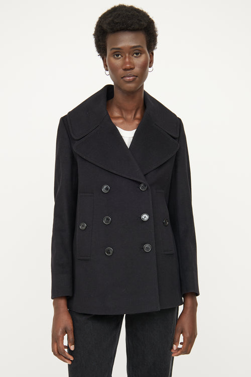 Burberry Black Double Breasted Wool Jacket