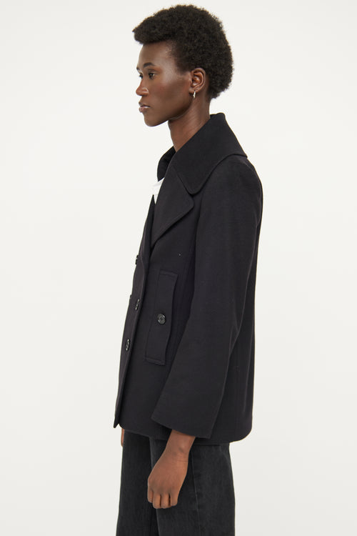 Burberry Black Double Breasted Wool Jacket