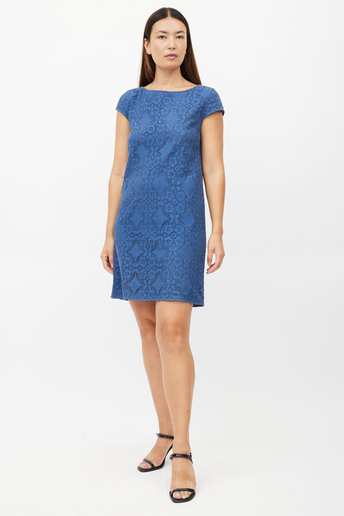 Burberry Blue Lace Mini Dress