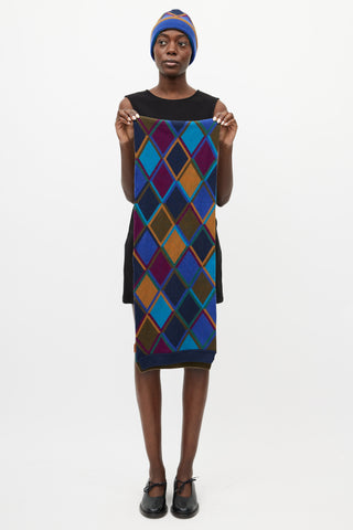 Burberry Blue 
Multicolour Geometric Cashmere Co-Ord Set