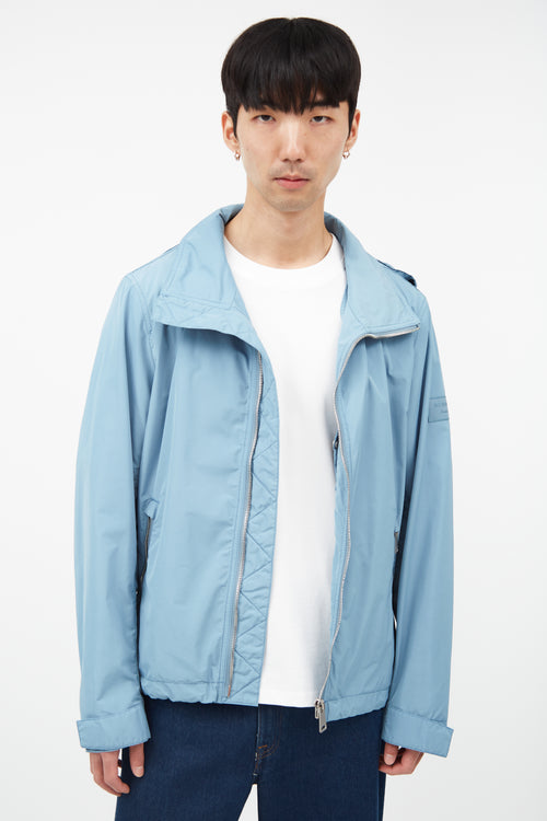 Burberry Blue Nylon Hooded Jacket