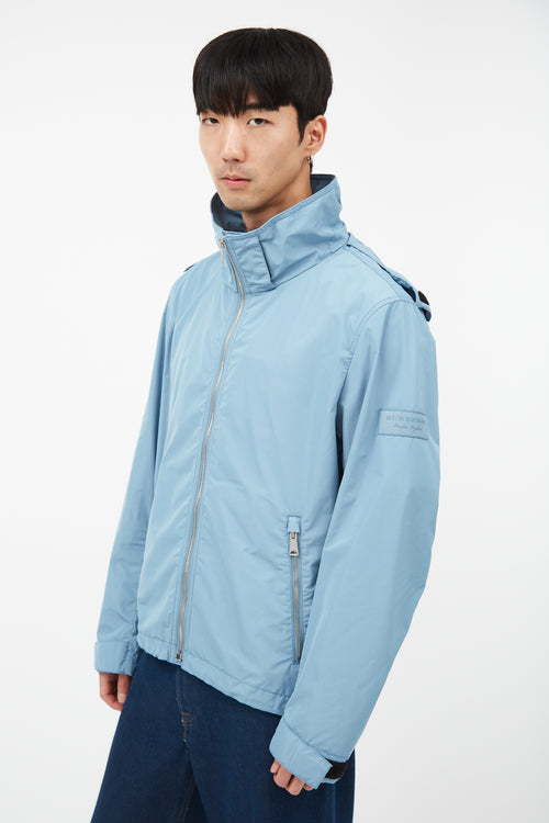 Burberry Blue Nylon Hooded Jacket