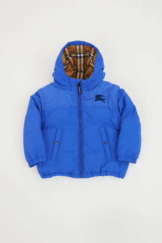 Burberry Blue Logo Puffer Jacket