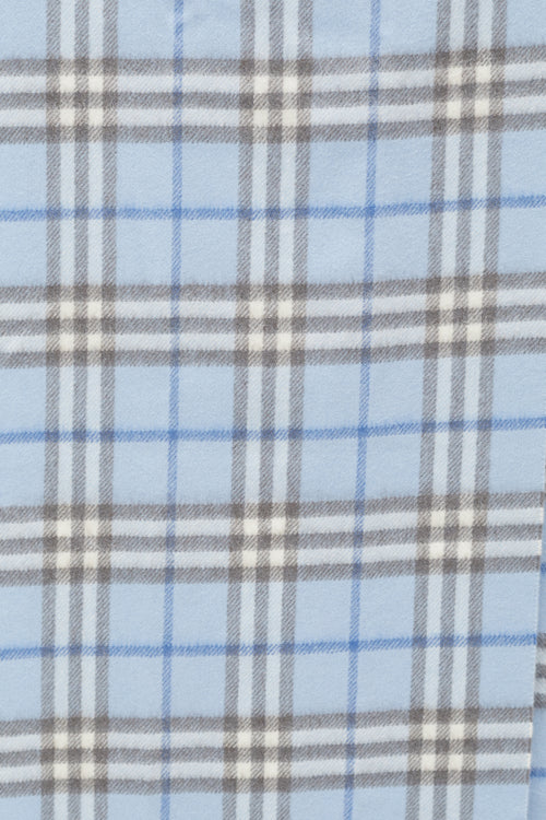 Burberry Blue 
White Cashmere Check Scarf