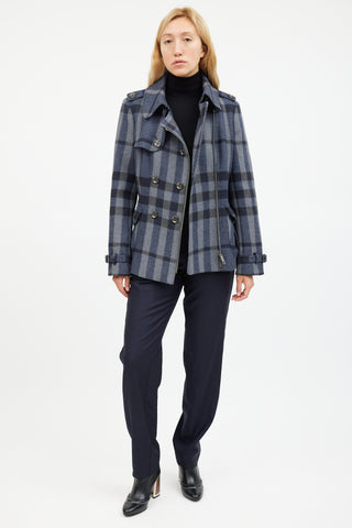 Burberry Blue Wool Nova Check Jacket